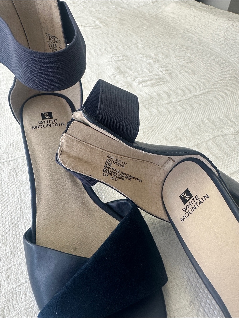 White Mountain navy Ankle-Strap Block Heel Sandals - Picture 3 of 6